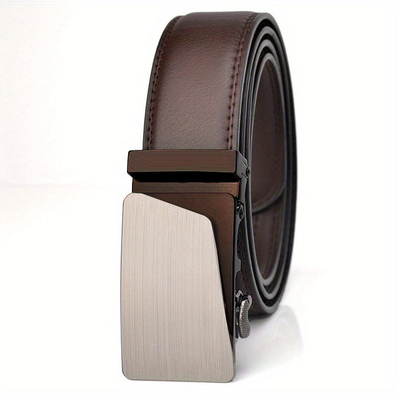 Men's Leather Belt with Metal Automatic Buckle