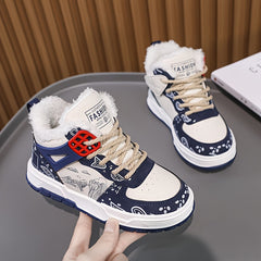 Girls' High Top Skate Shoes Warm Plush Lining Non Slip Casual Sneakers Winter