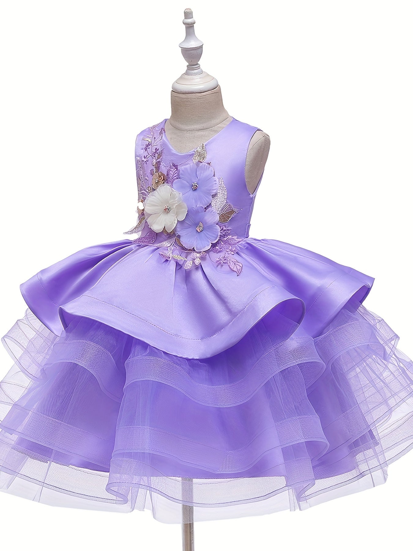 Girls Princess Wedding Dress Puffy Mesh Performance Skirt