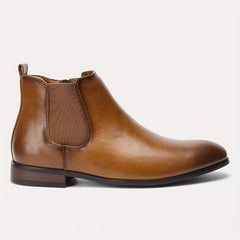 Men's Zipper Chelsea Boots Round Toe Ankle Boots