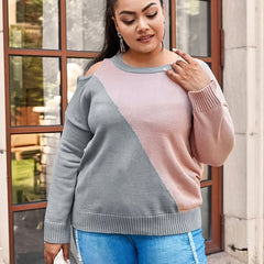 Colorblock Cut Out Pullover Sweater