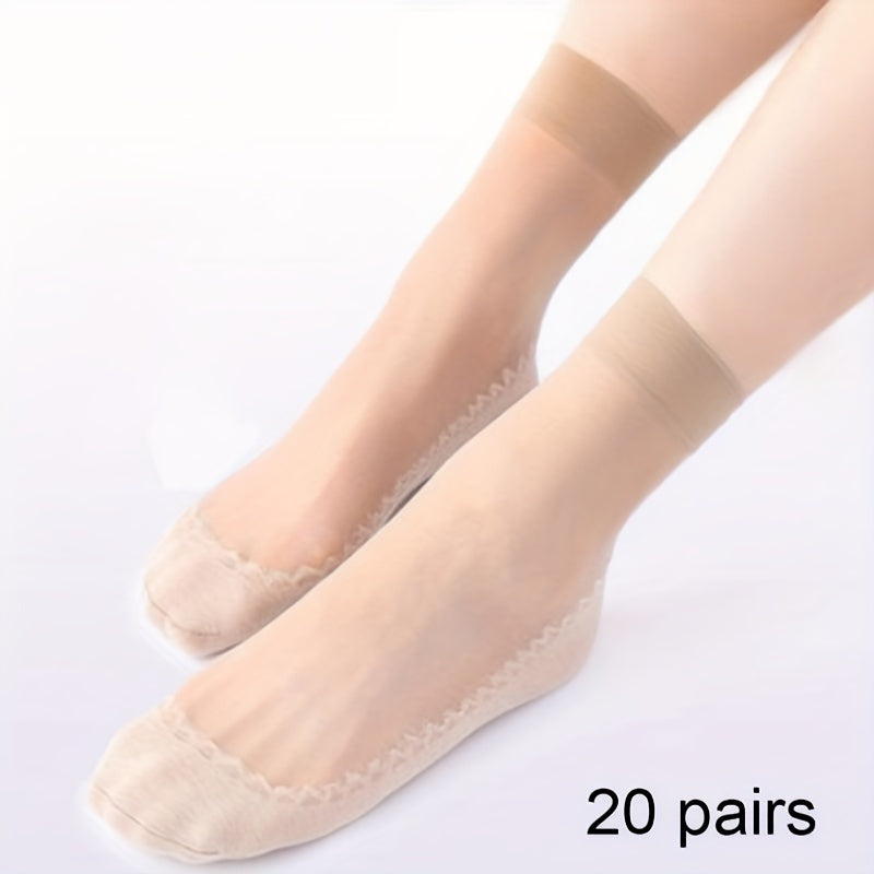 20 Pairs Lace Mesh Crew Socks Women's Stockings