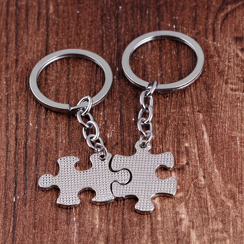 Metal Puzzle Key Ring Funny Alloy Keychain Gift For Couples