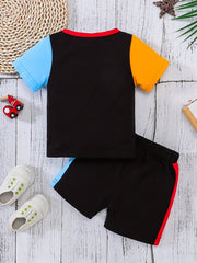 Toddler Boys T-shirt Shorts Set Casual Outfit Contrast