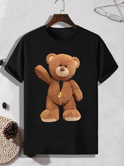 Men's Bear Print Tee Active Stretch Breathable T-shirt