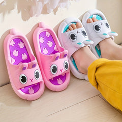 Girls' Cartoon Rabbit Open Toe Slippers - Non Slip Lightweight Slippers