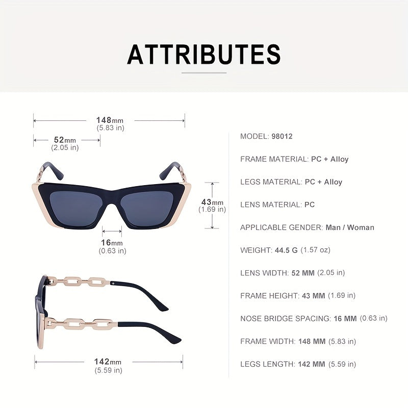 Personality Chain Sunscreen Sunglasses Cat Eye Sunglasses