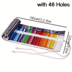 36-48-72 Holes Canvas Pencil Wrap Roll Up Colored Pencils Holder