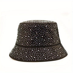 Rhinestone Decor Bucket Hat Lightweight Solid Casual Sun Hat