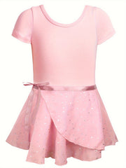 Girls Comfy Dance Suit Leotard Romper Skirt Leggings Set
