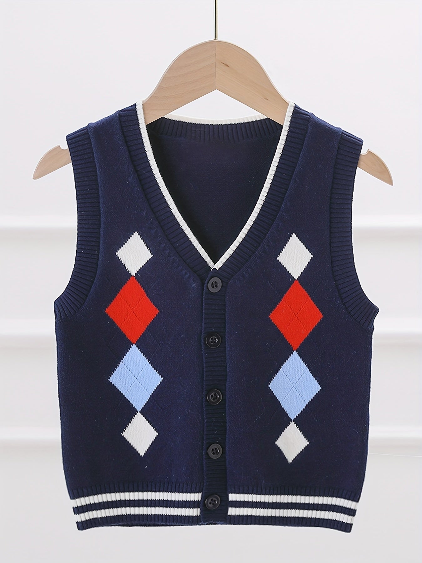Boys College V Neck Knitted Sleeveless Fitness Sweater Vest