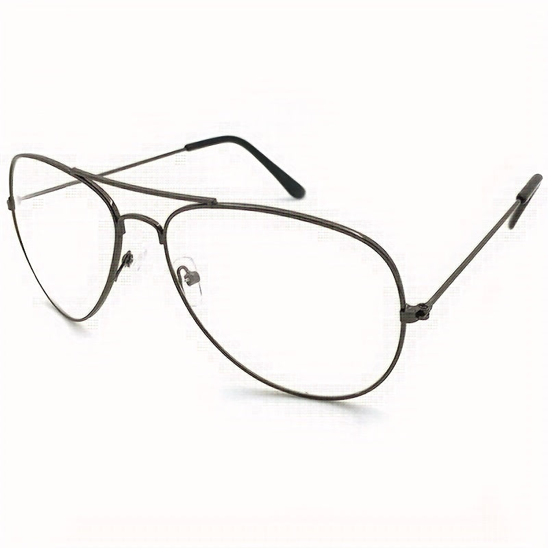 Vintage Round Glasses for Men Boys Classic Metal Flat Mirror Frame
