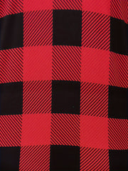 Women's Plus Gingham Print Long Sleeve Dress w/ Pockets