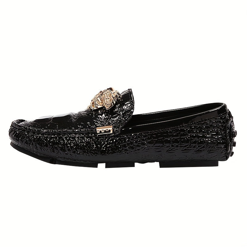 Men's Metallic Decor Loafer Shoes Slip On Moccasin Shoes
