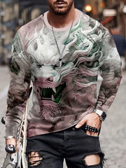Dragon 3d Print Men's Long Sleeve Tee For Autumn