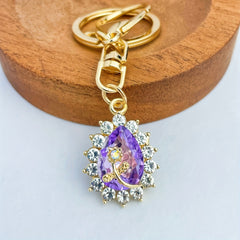 Rose Keychain Crystal Rhinestone Encrusted Bags Wallets Car Keys Pendant