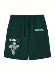 Christian Cross Comfy Shorts Men's Casual Solid Elastic Waist Drawstring Shorts