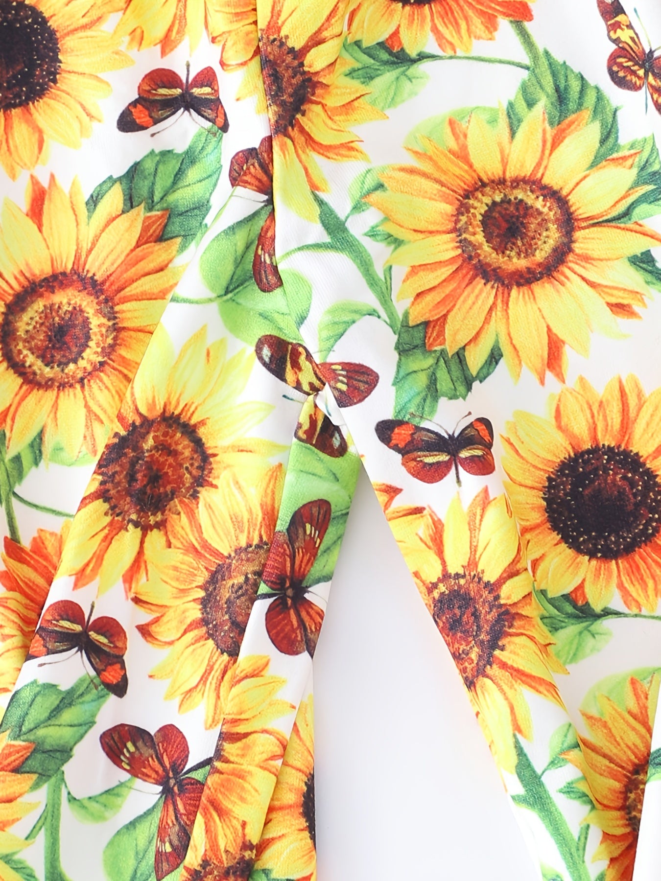 Girls Sunflower Print Cami Romper Jumpsuit Flare Leg Pants Overalls Kids Summer