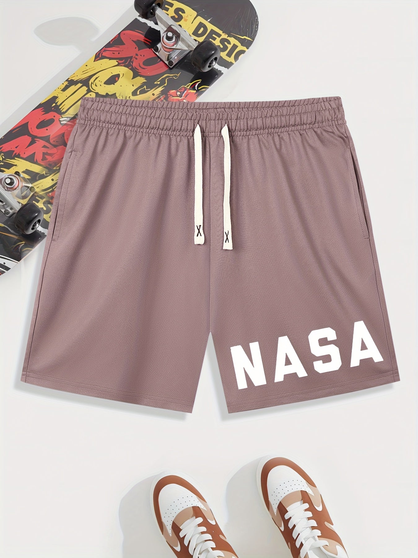 NASA Print Men's Drawstring Waistband Shorts Summer Clothing