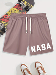 NASA Print Men's Drawstring Waistband Shorts Summer Clothing
