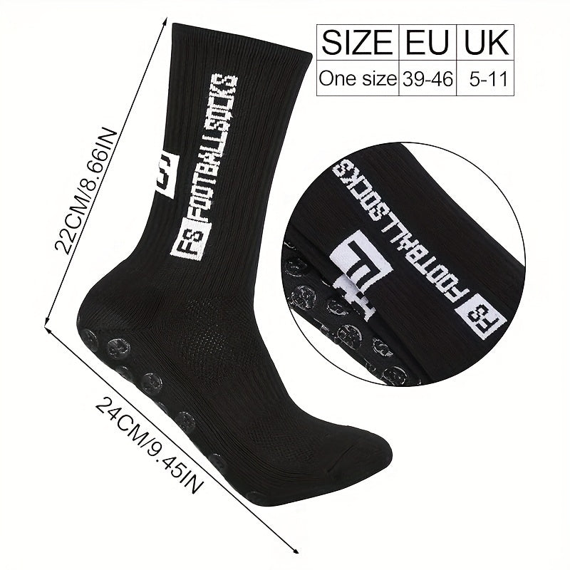 5 Pairs Silicone Dots Non Slip Football Socks Sport Crew Socks
