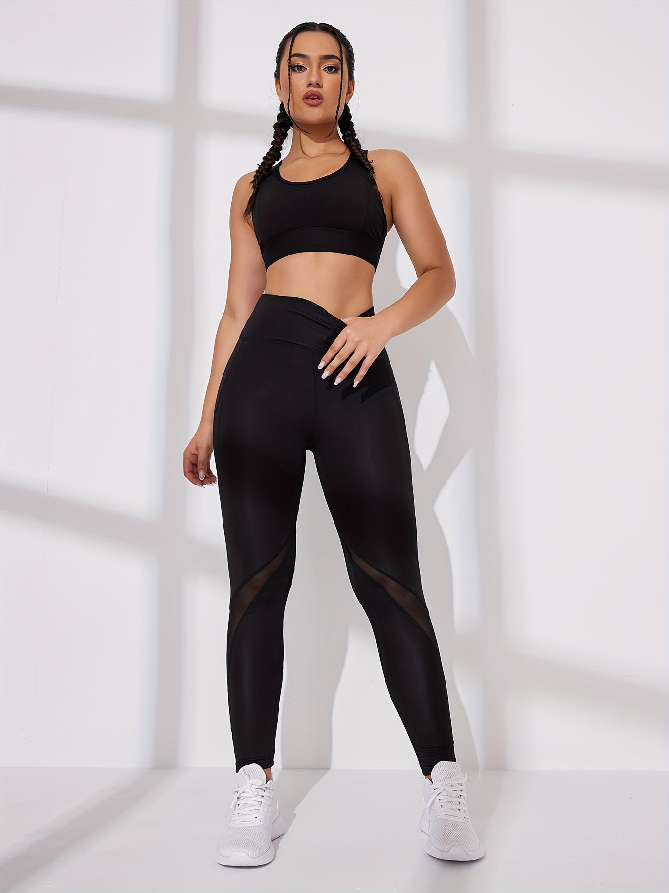 Mesh Stitching High Waist Yoga Leggings
