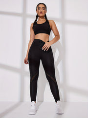 Mesh Stitching High Waist Yoga Leggings