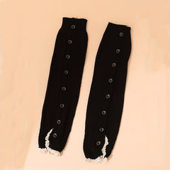 Lace Trim Leg Warmers Warm Buttons Knitted Socks