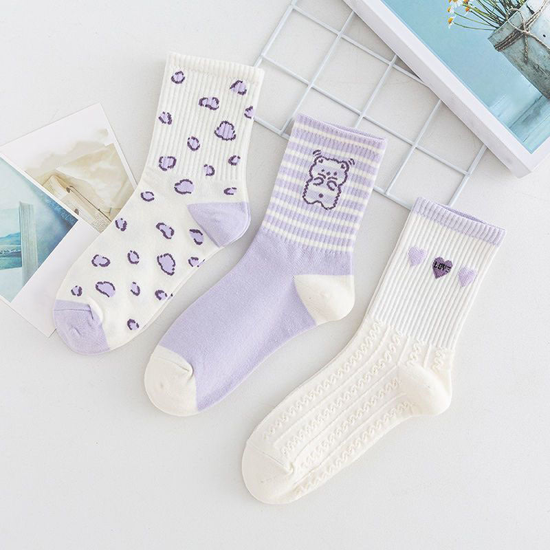 5 Pairs Cartoon Print Socks Women's Stockings