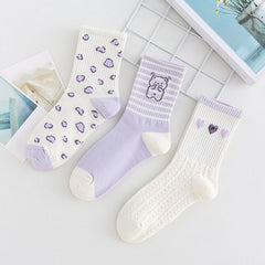 5 Pairs Cartoon Print Socks Women's Stockings