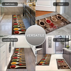 Boho Anti Fatigue Kitchen Rugs - Absorbent Non Slip Stain Resistant