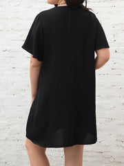 Boho Dress Women's Colorblock Lace V Neck Short Sleeve Dress