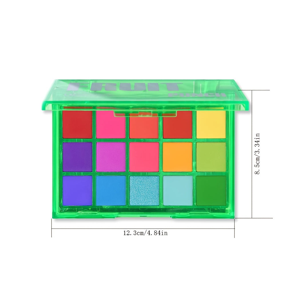 Neon Eyeshadow Palette 15 Shades Green Purple Yellow Shimmer Matte Cosmetics