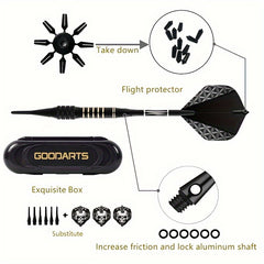 Soft Tips Dart Set 18g Plastic Head Dart Portable Box 6 Tips 6 O Rings 3 Wings