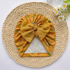 Soft Elastic Baby Print Bow Hat Kids Accessories