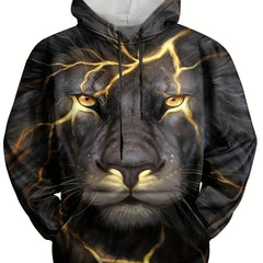 3D Print Lion Hoodie with Kangaroo Pocket for Men