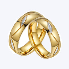 Classic 18k Plated Couples Stainless Steel Ring