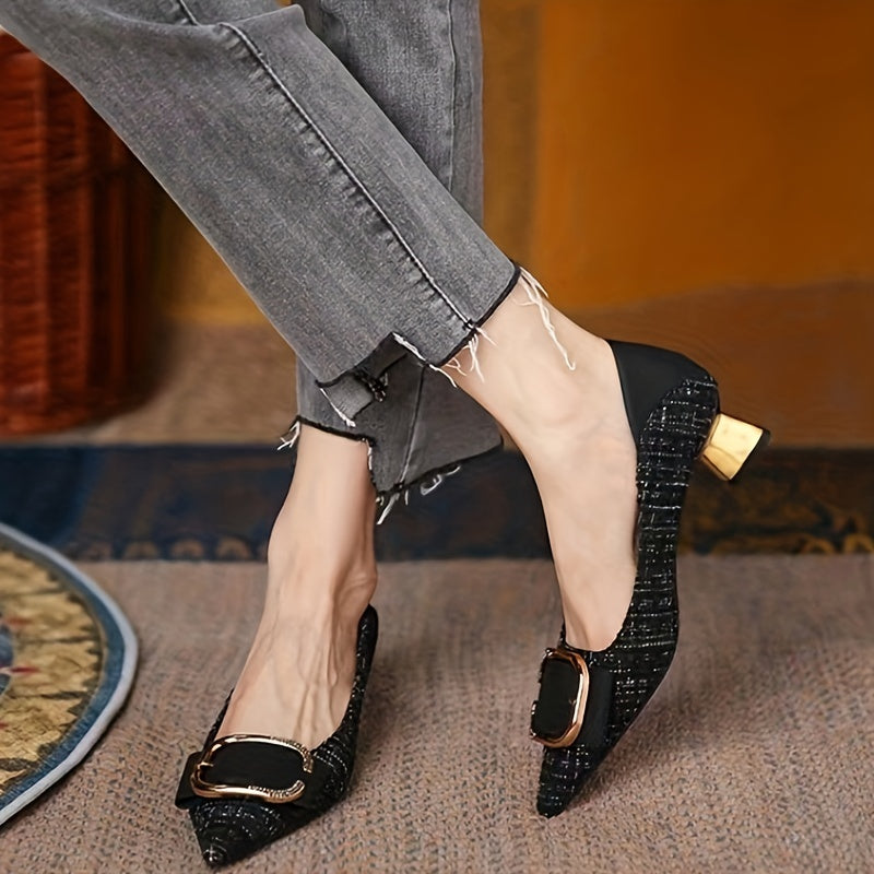 Women's Chunky Heeled Pumps Breathable Slip-on High Heels