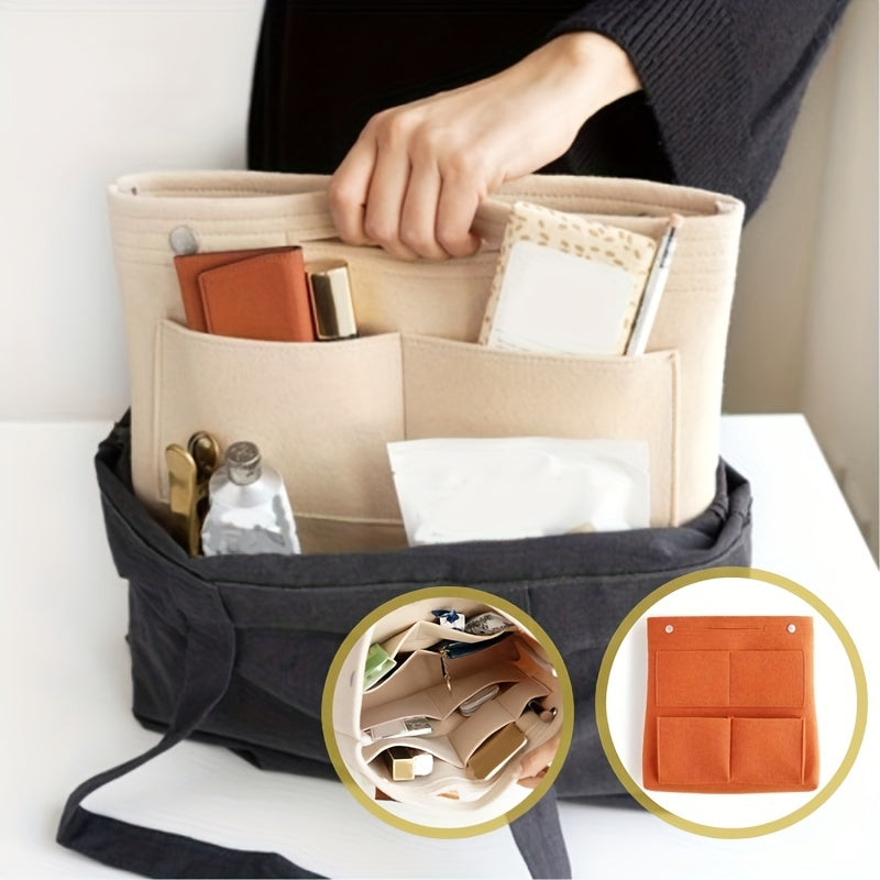 Portable Insert Bag Large Capacity Handle Storage Felt Cosmetic Bag