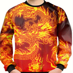 Golden Dragon Print Boys Sweatshirt Long Sleeve Pullover Top