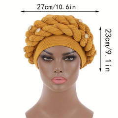 Twisted Braided Turban Cap Pre-tied Head Wrap Elastic Ramadan Hijab