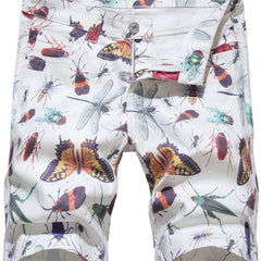 Creative Insect Print Denim Shorts for Men