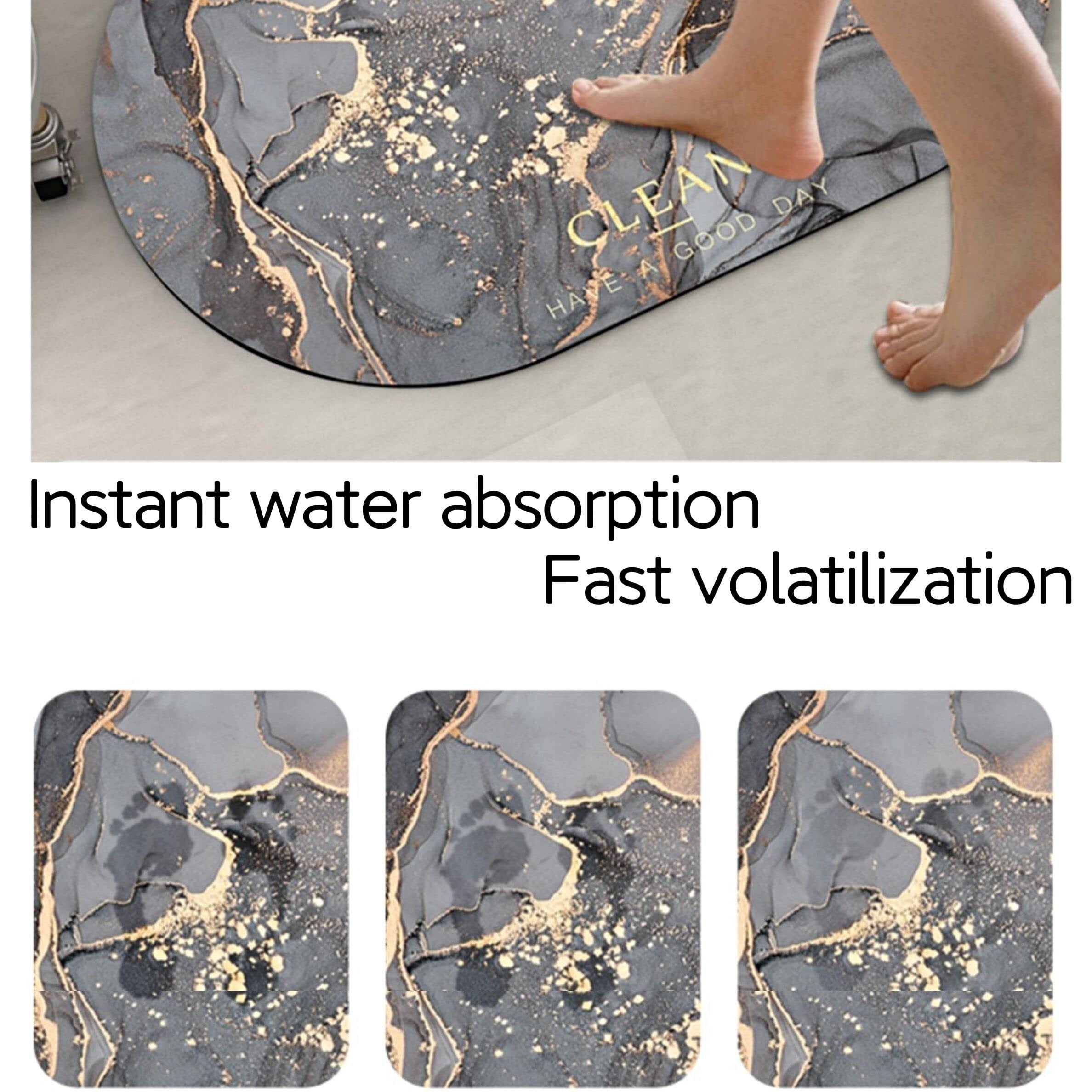 Soft Marble Printed Bath Rug Non Slip Shower Carpet Quick Dry Bath Mat