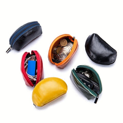 Small Leather Coin Purse Zipper Storage Bag