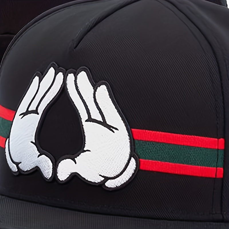 Striped Palm Embroidery Baseball Cap Hip Hop Snap Back Hat Adjustable Sunscreen
