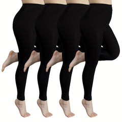 4 Pairs Plus Size Basic Stockings Elastic Ultra soft Tights Set