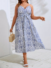 Backless V Neck Cami Dress with Belt