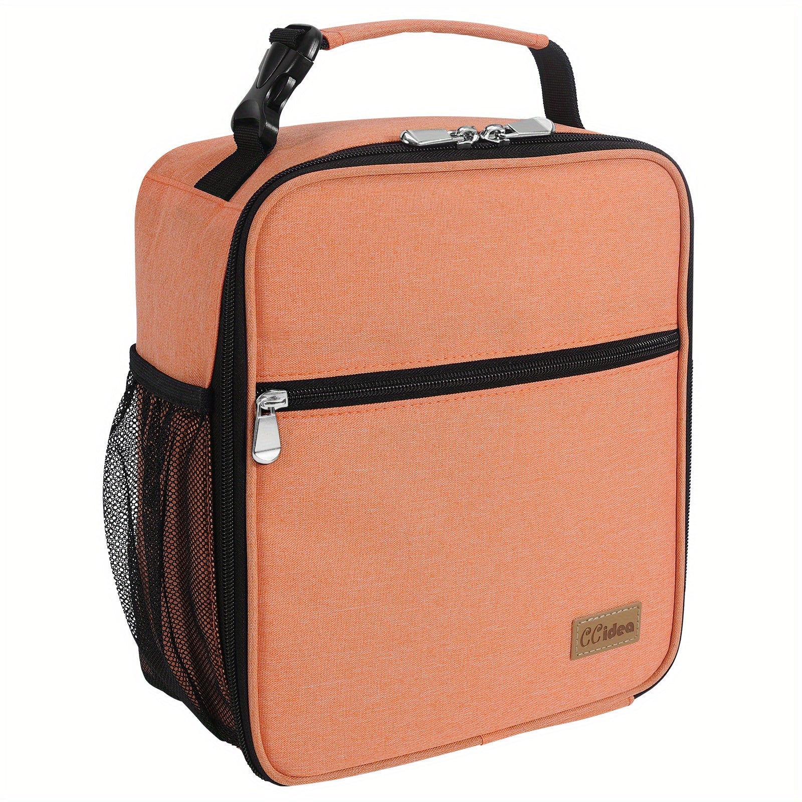 Portable Zipper Lunch Bag with Side Pocket