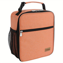 Portable Zipper Lunch Bag with Side Pocket