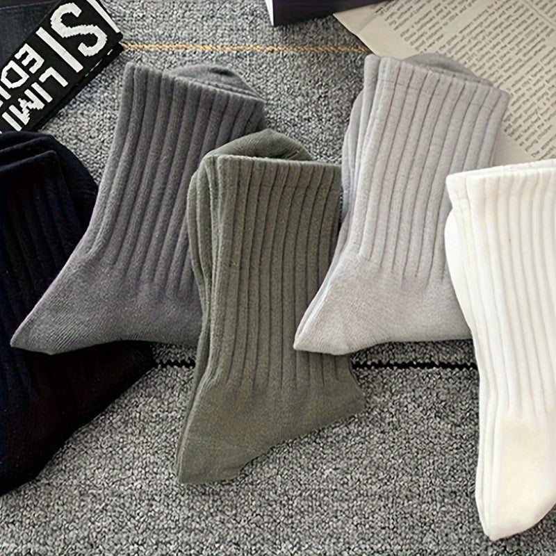 Men's Sports Socks 5 Pairs Mid calf Basketball Outdoor Activities All Seasons